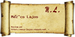 Mács Lajos névjegykártya